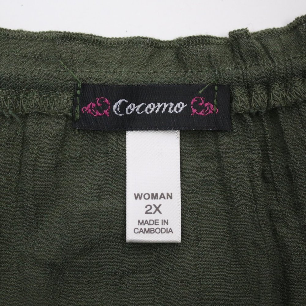 Cocomo Womens 2X Embroidered Peasant Crinkle Boho Top - Picture 5 of 5
